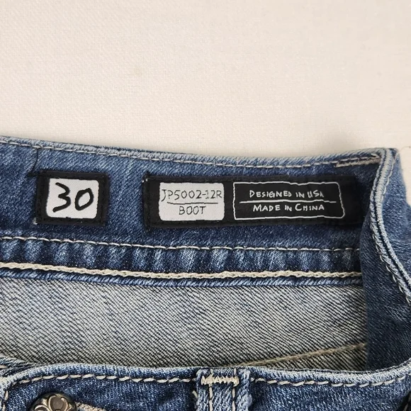 Miss Me Medium Wash Boot Cut Denim Jeans  Black lace And Jewel Embellishments - Picture 5 of 13